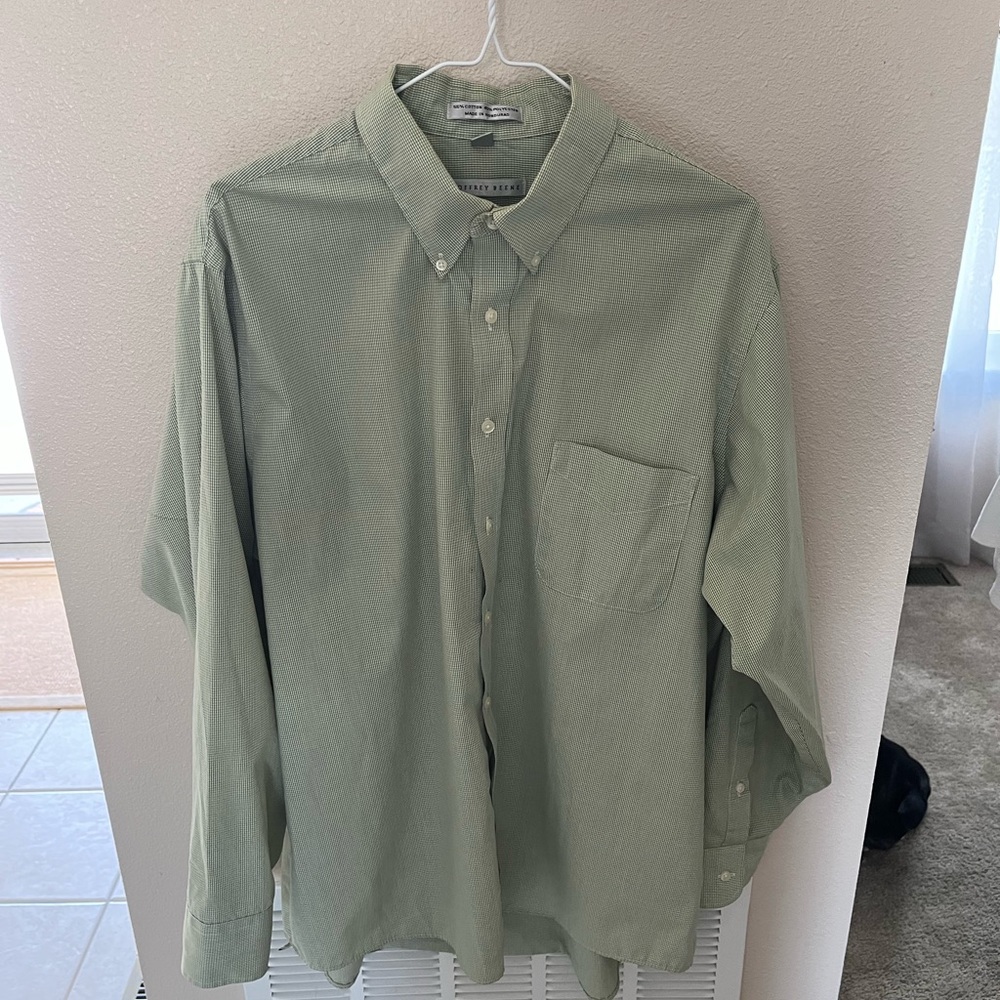 Geoffrey Beene Green Casual Button Down Shirt